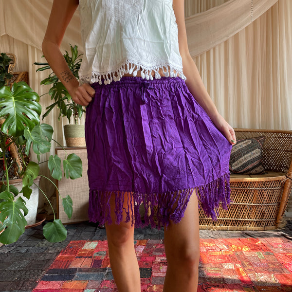 Purple Tassel Midi Skirt