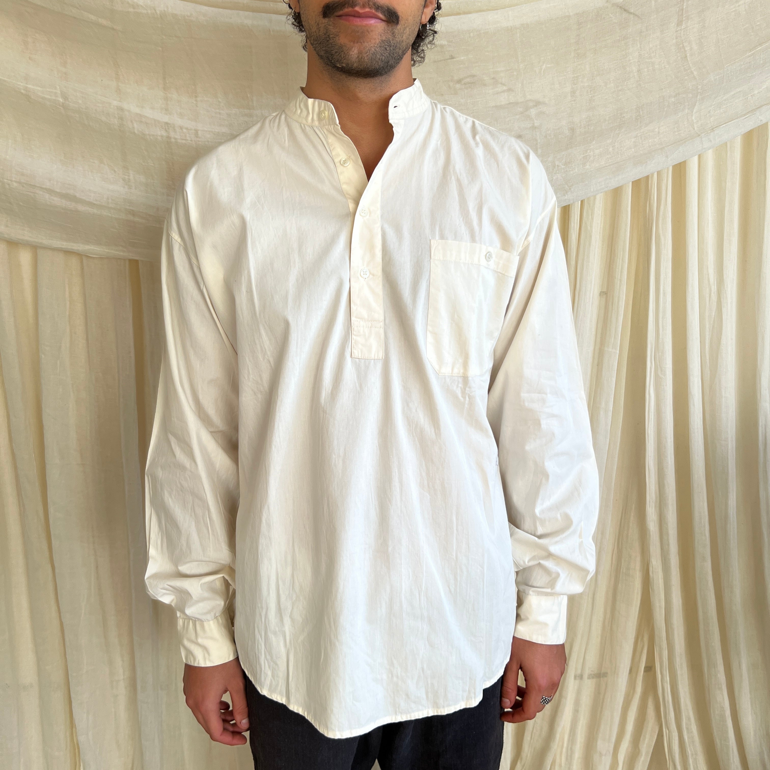 grandad collar dress shirt Joseph Turner Linen Grandad Collar Shirt
