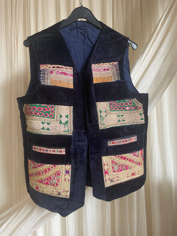 Navy Patches Waistcoat