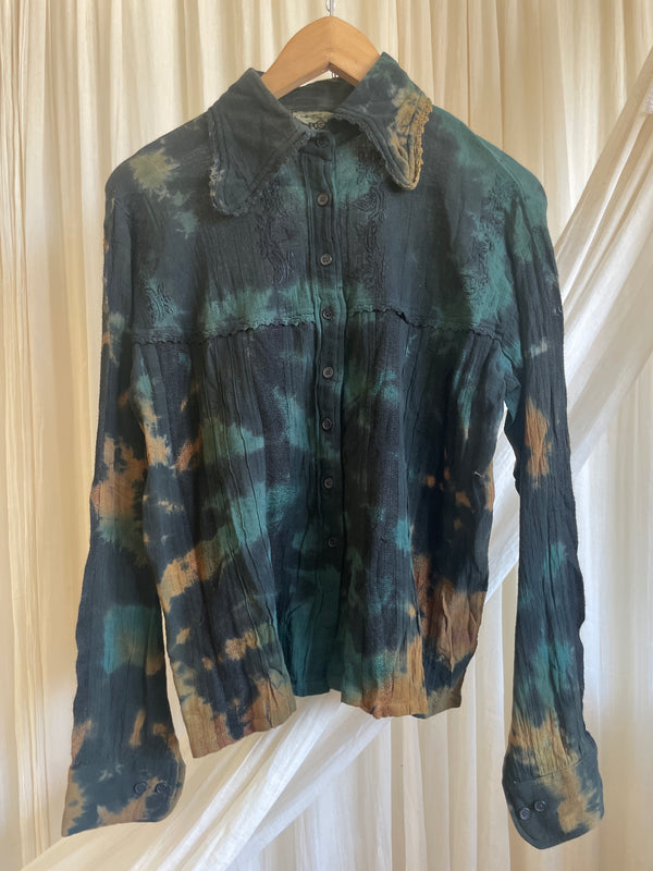 Tie Dye Button Cheesecloth Shirt