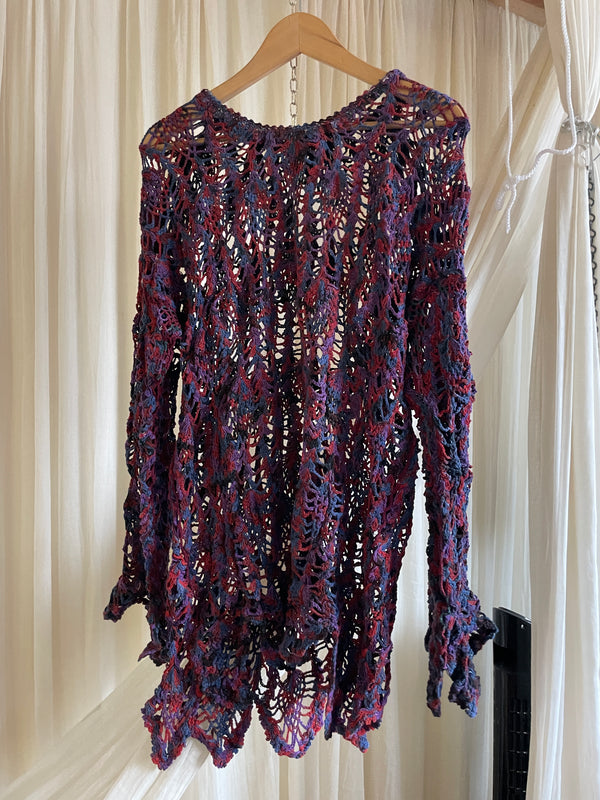 Purple Colourful Crochet Fish Cover-up