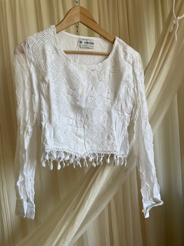 Crochet Blouse W Chiffon Sleeves