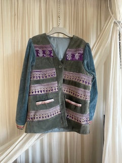 Green and Teal Afghan Patchwork Jacket