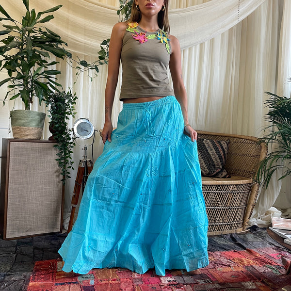 Embroidered Tiered Skirt