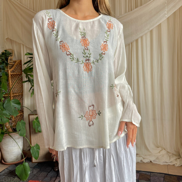 Cheesecloth Floral Blouse