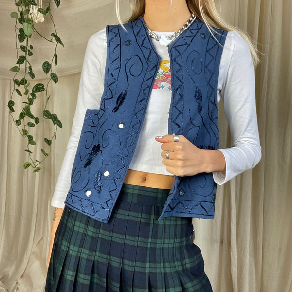 Indian Embroidered Sodalite Waistcoat