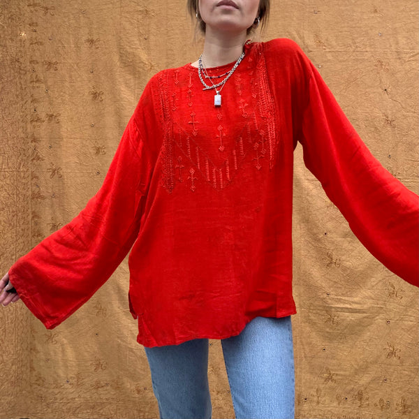 Red Afghan Kandari Top