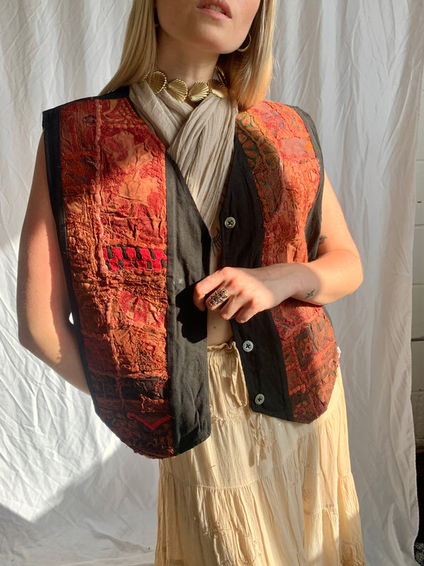 Indian Patchwork Embroidered Waistcoat