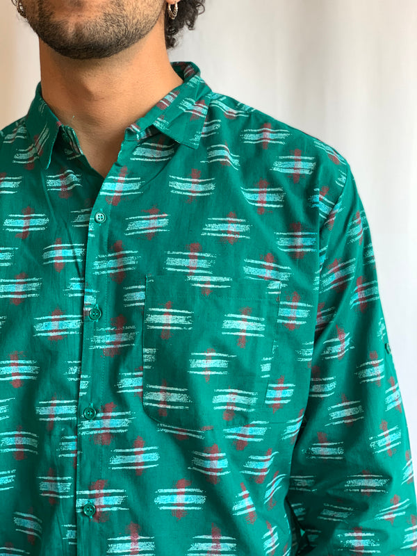 80s Print Teal Shirt