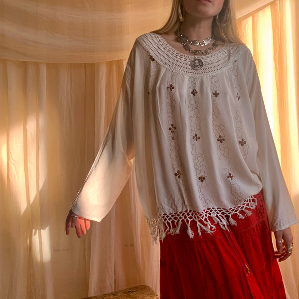 Floaty Boho Crochet Blouse