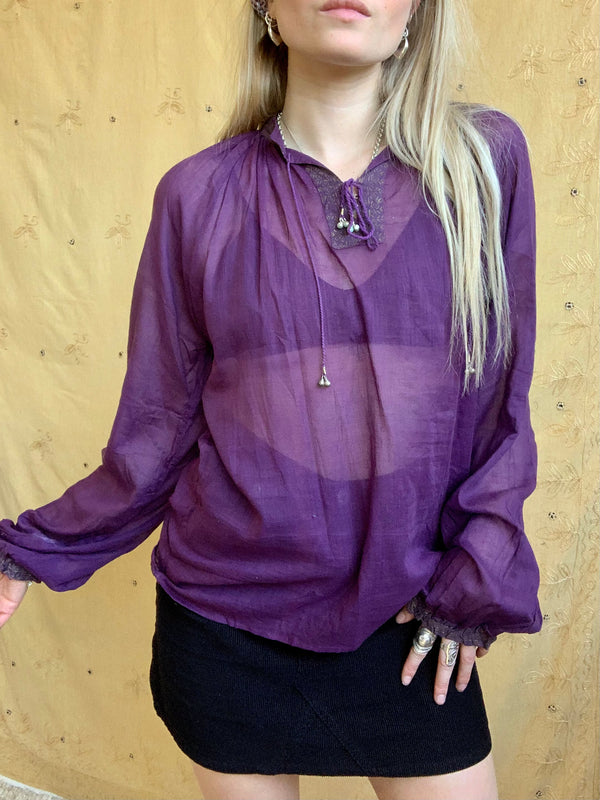 Airy Cotton Keyhole Blouse