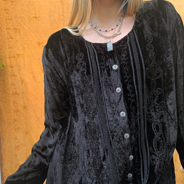 Crushed Velvet Embroidered Top