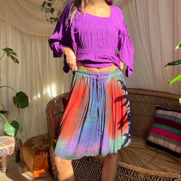 Multi Tie Dye Midi Skirt