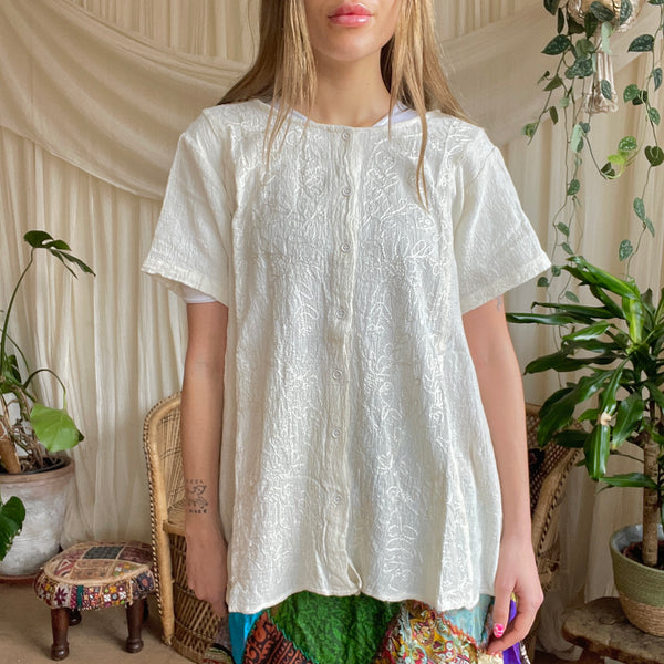 Cheesecloth Button Boho Blouse