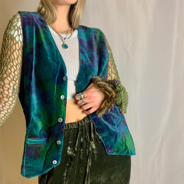 Moss Tie Dye Velvet Waistcoat