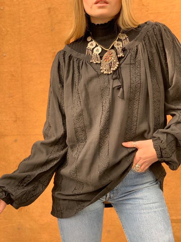 Stripe Embroidered Blouse