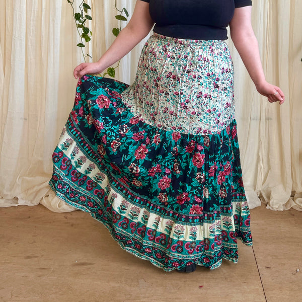 Plus Size Floral Maxi Skirt
