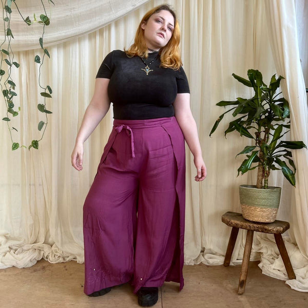 Wide Leg Cotton Wrap Trousers