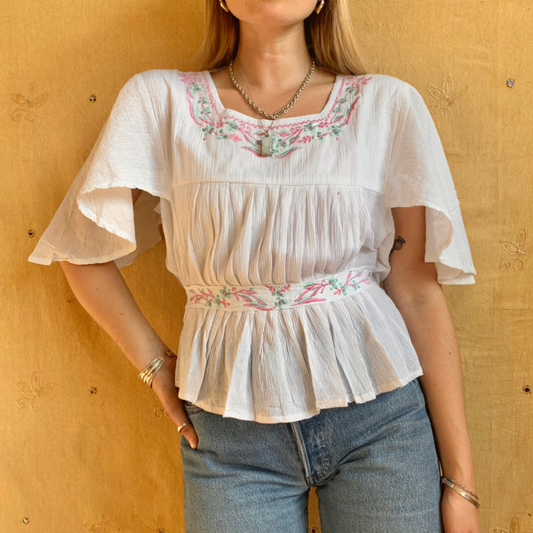 Square Neck Embroidered Blouse