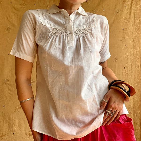 Cotton Honeycombe Stitch Shirt