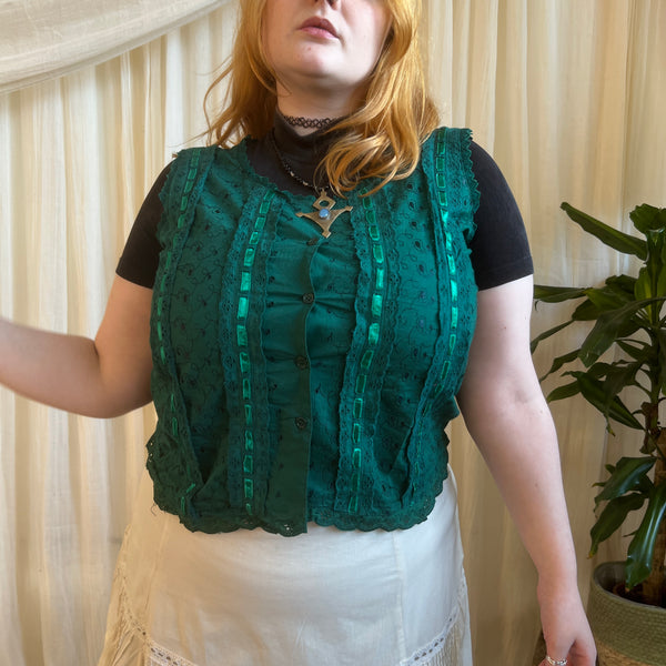 Esme Teal Ribbon Blouse