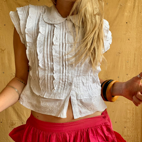 Frilly Cap Sleeve Blouse