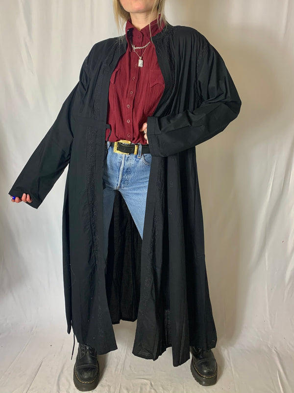 Embroidered Front Tie Gothic Robe