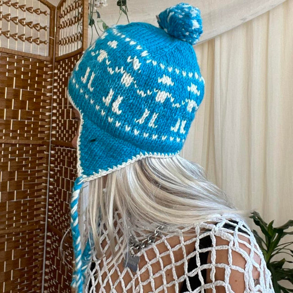 Azure Nepalese 100% Wool Hat